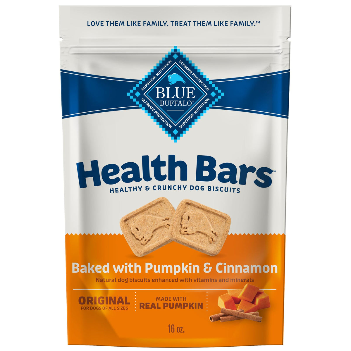 Blue Buffalo Health Bars pumpkin cinnamon treats for dogs, crunchy daily reward