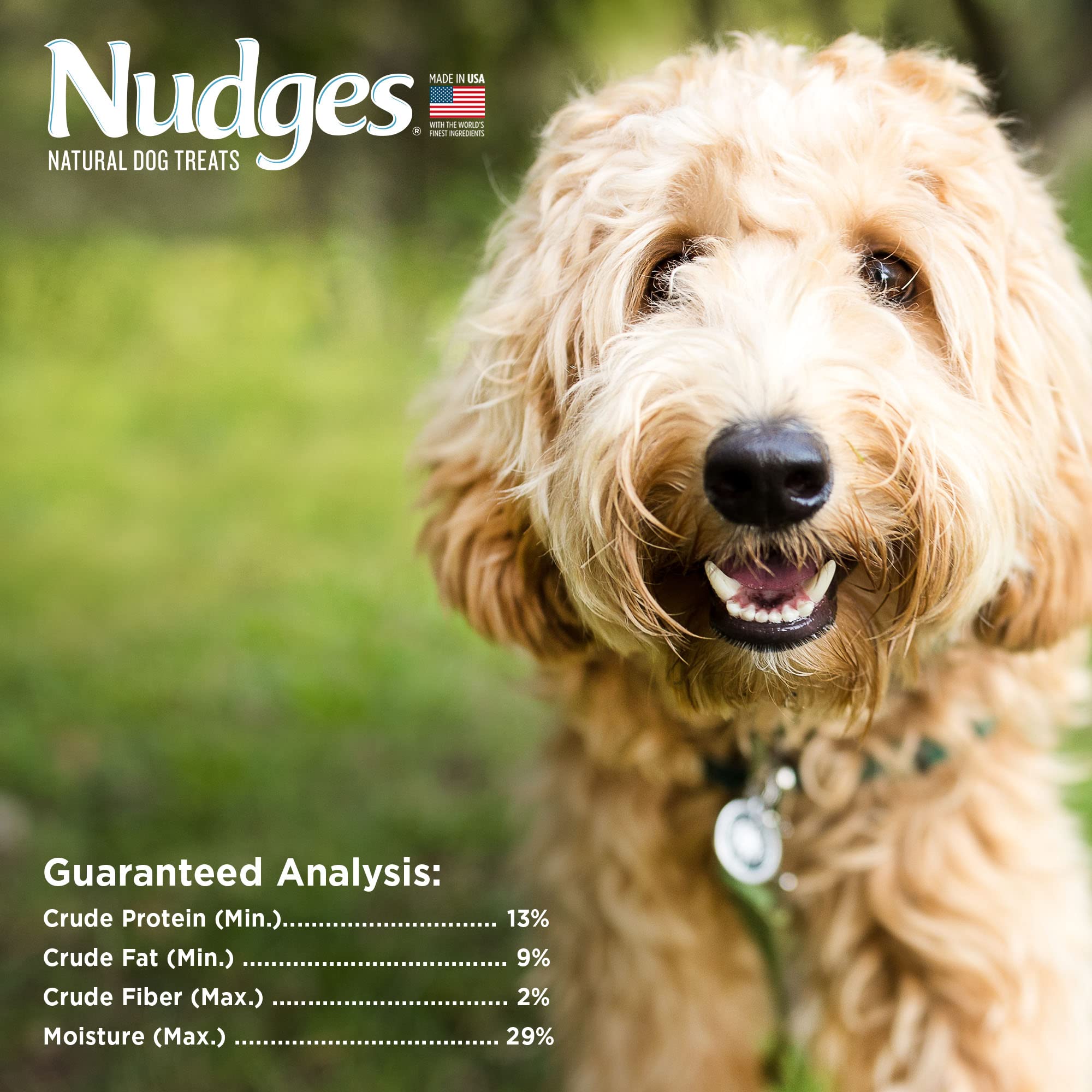 Blue Buffalo Nudges resealable bag keeps treats fresh for everyday use.
