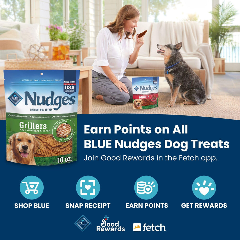 Blue Buffalo Nudges Jerky Bites serving bowl ready for snack time