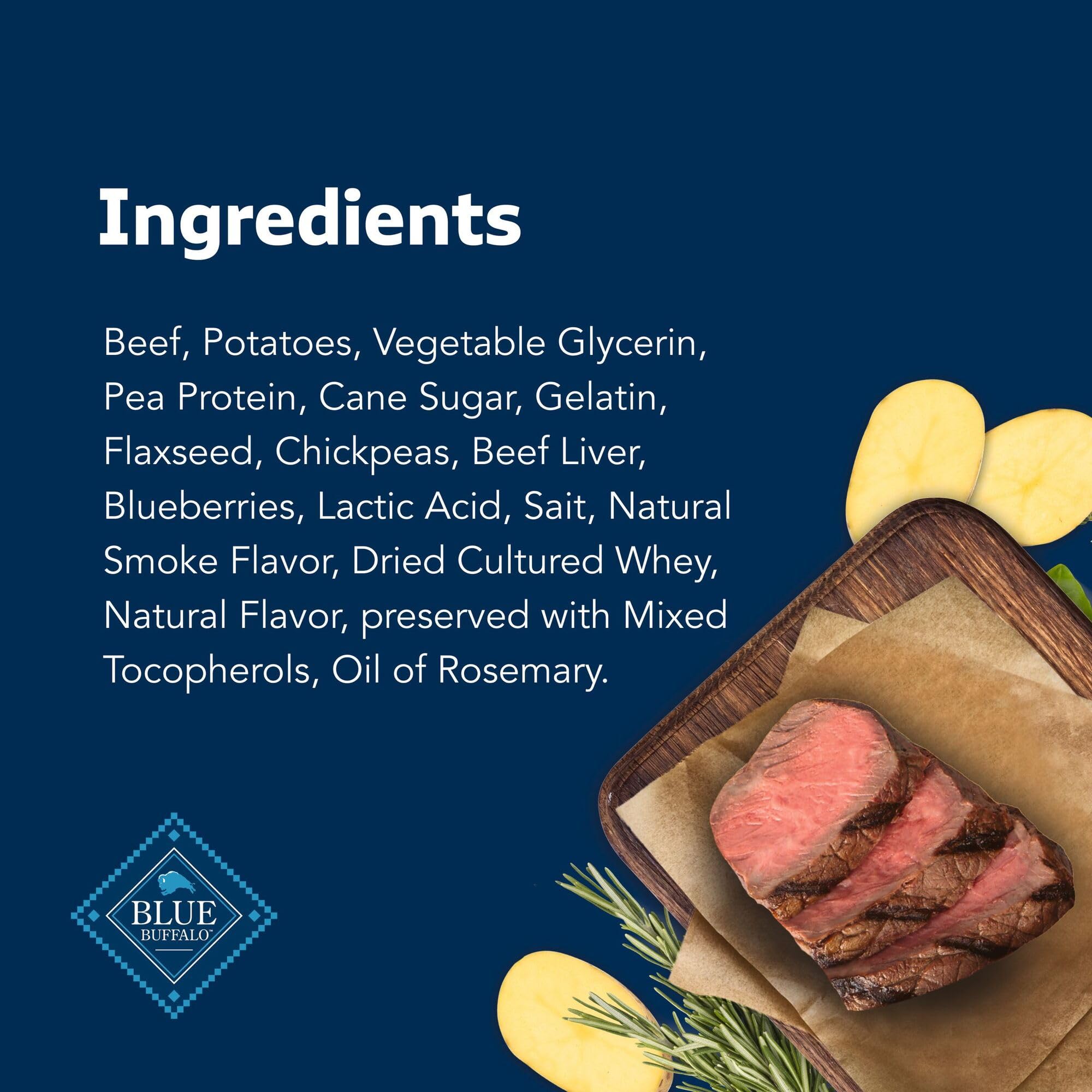 Blue Buffalo Stix Beef Recipe flaxseed highlight suggests wholesome fiber for daily treat routine