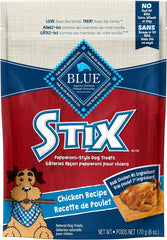 Blue Buffalo Stix chicken recipe bag open for training rewards
