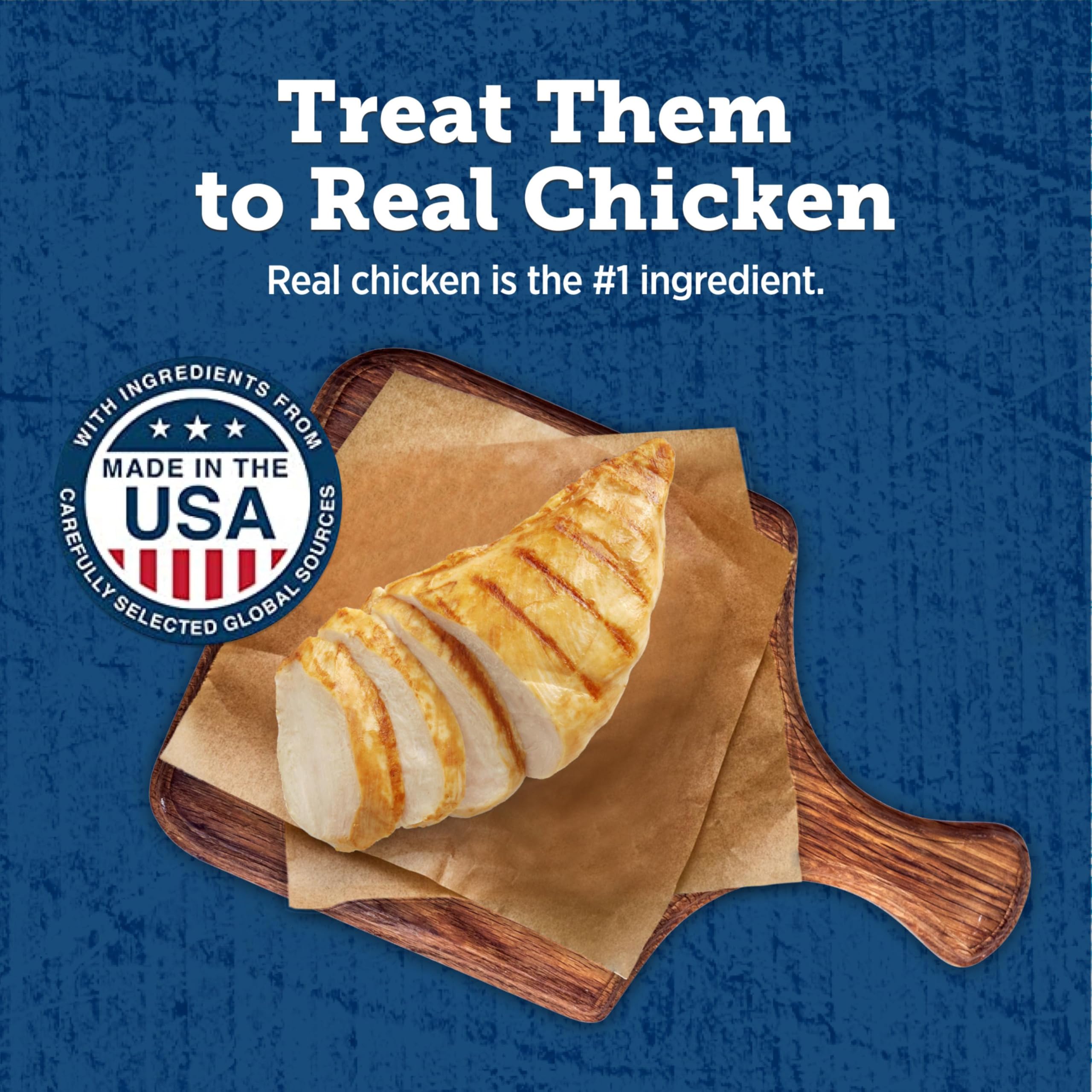 Blue Buffalo True Chews Jerky Cuts USA-made treats showcase natural ingredients.