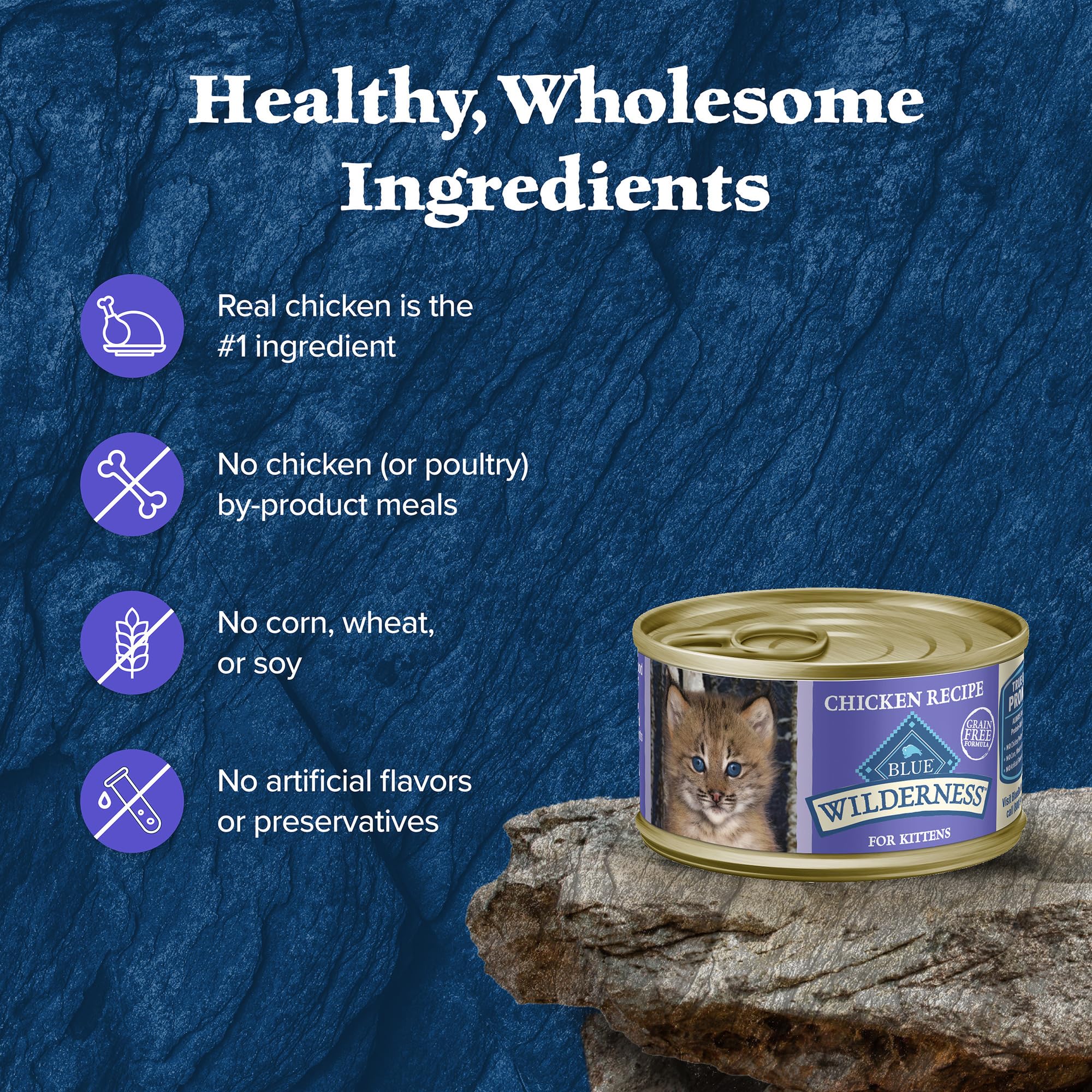 Blue Buffalo Wilderness grain-free kitten food can be seen