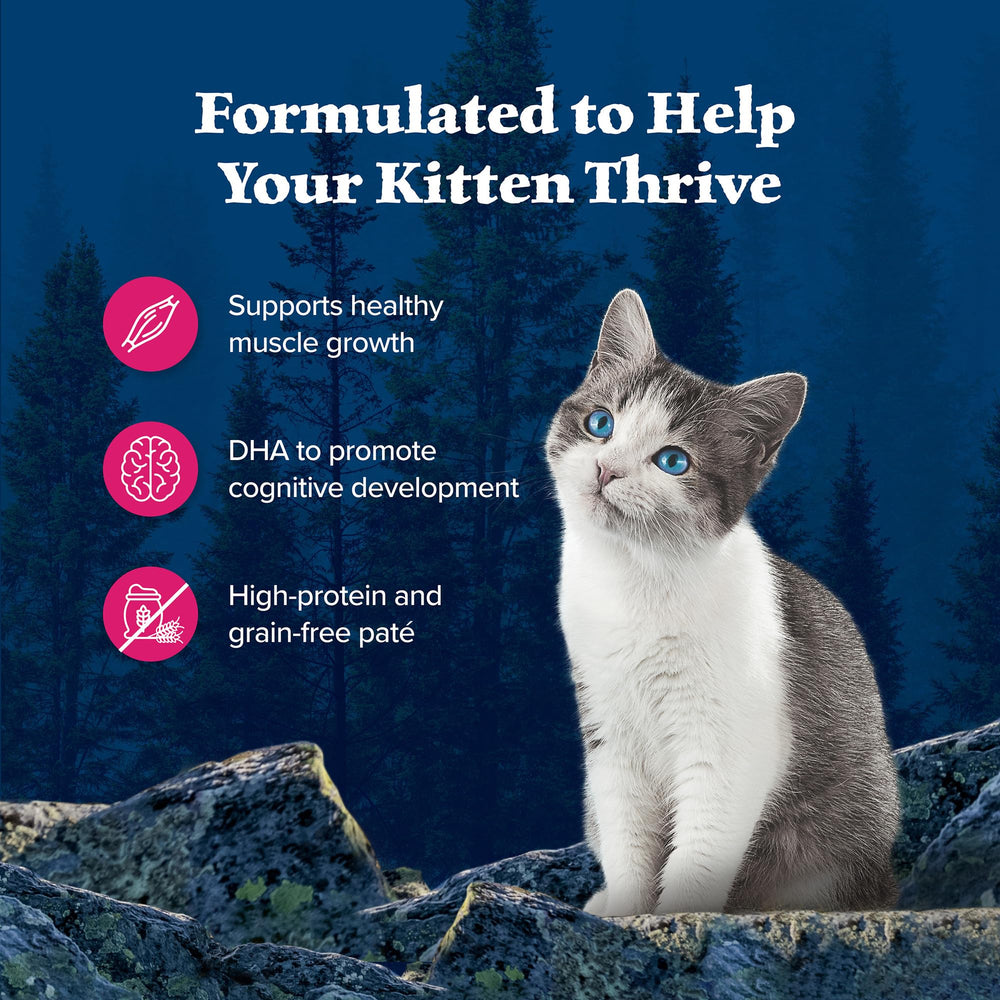 Blue Buffalo Wilderness Kitten DHA supports cognitive development during growth.
