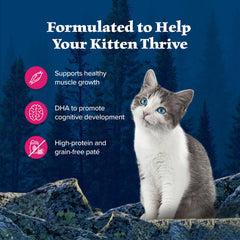 Blue Buffalo Wilderness Kitten DHA supports cognitive development during growth.