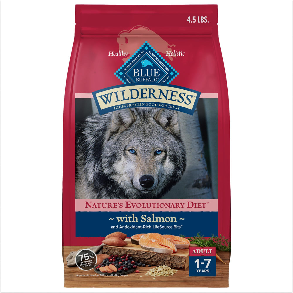 Blue Buffalo Wilderness Salmon First Ingredient fuels lean muscle and natural energy.