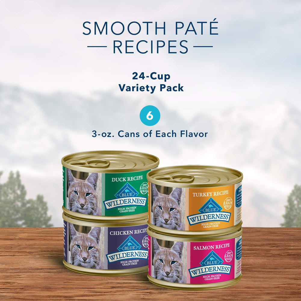 Blue Buffalo Wilderness salmon pate can; omega-3 rich for coat health