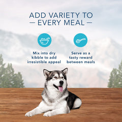 Blue Buffalo Wilderness Trail Toppers chicken pouch emphasizes natural ingredients to enhance meals.