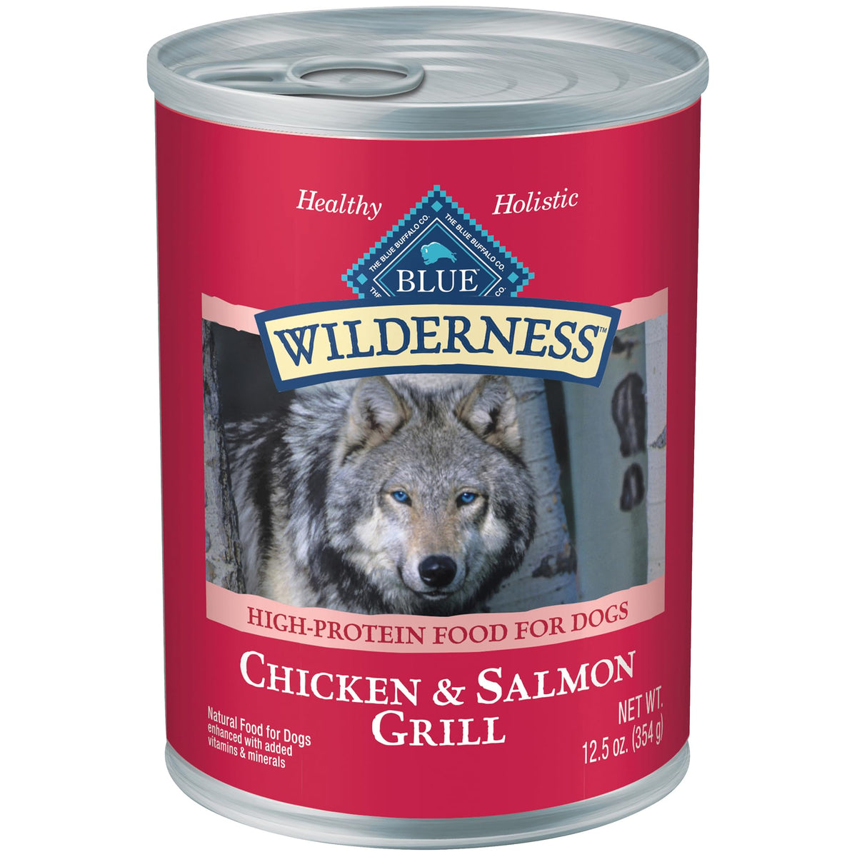 Blue Buffalo Wilderness Wet Dog Food with real salmon as the first ingredient for protein-rich meals.