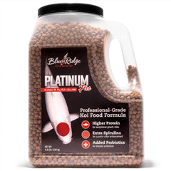Blue Ridge Koi Food 4.5lb packaging showing premium pond nutrition for koi and goldfish.