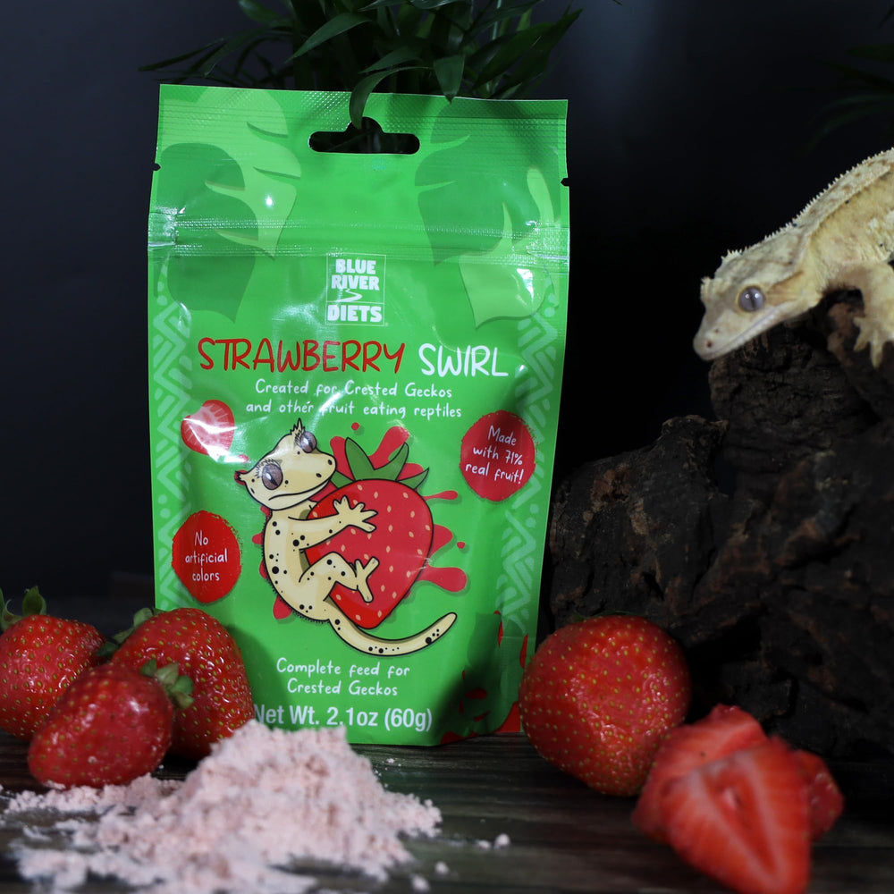 Blue River Diets Crested Gecko Diet available in several flavors to suit gecko tastes.