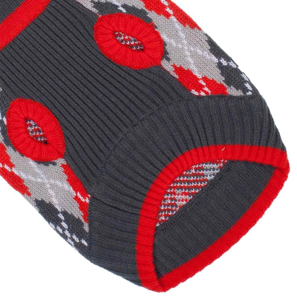 Blueberry Pet Chic Argyle back view shows sizing reference for accurate fit