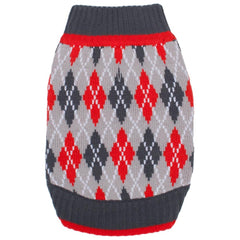 Blueberry Pet Chic Argyle dog sweater worn on a small dog showing fit and style