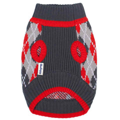 Blueberry Pet Chic Argyle fabric detail highlights warmth and durable acrylic yarn