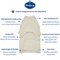 Blueberry Pet Classic Fuzzy Knit Sweater back view in ivory highlights seamless comfort from behind.