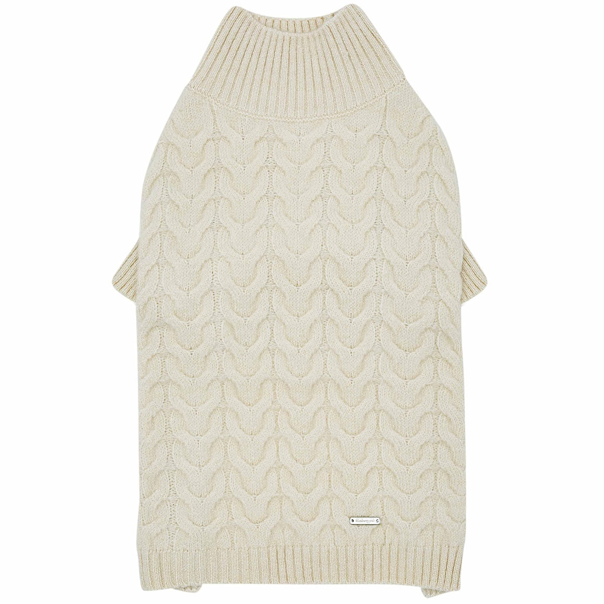 Blueberry Pet Classic Fuzzy Knit Sweater front view in ivory offers cozy warmth during chilly walks.