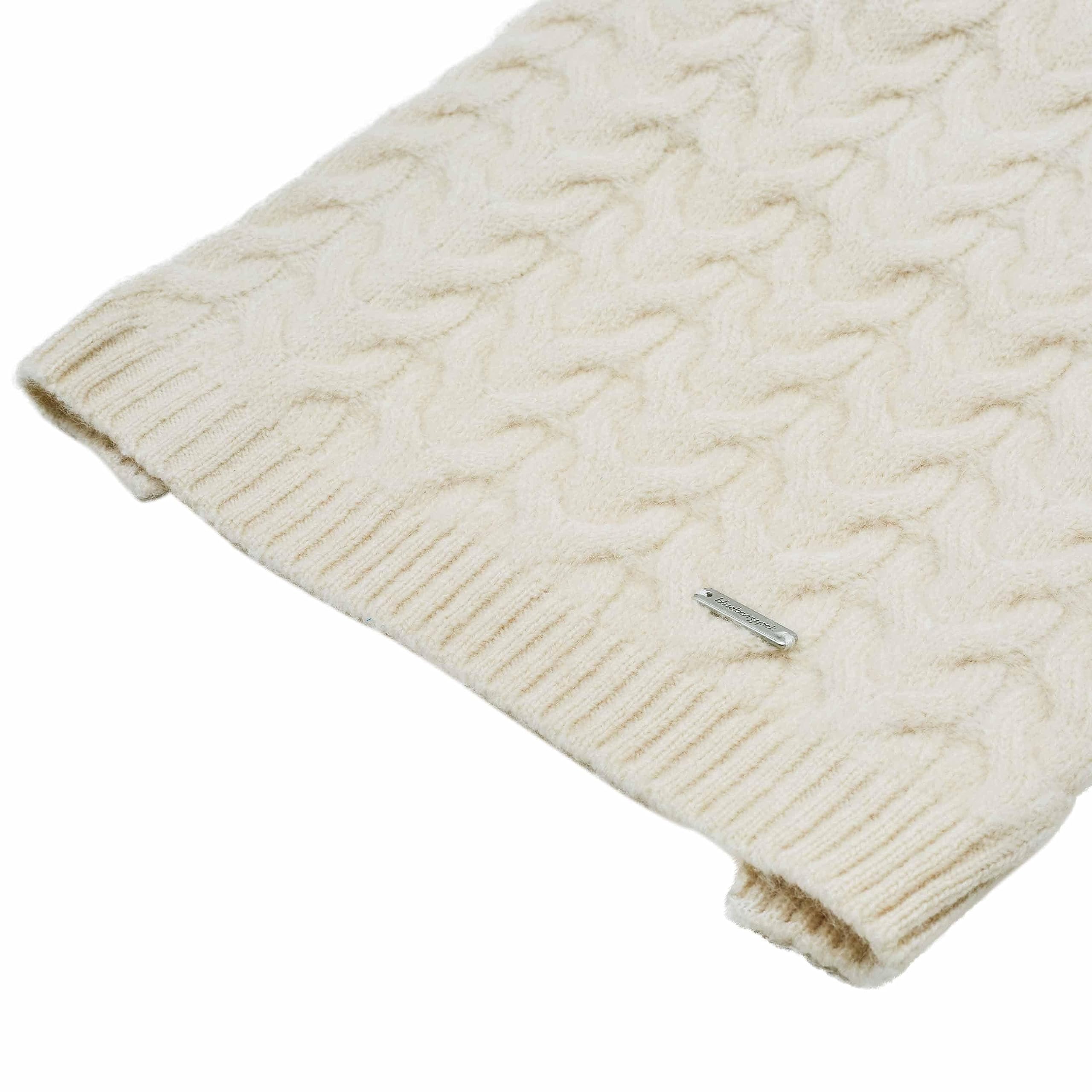 Blueberry Pet Classic Fuzzy Knit Sweater outdoor walk scene suggests versatile wear for cold days.