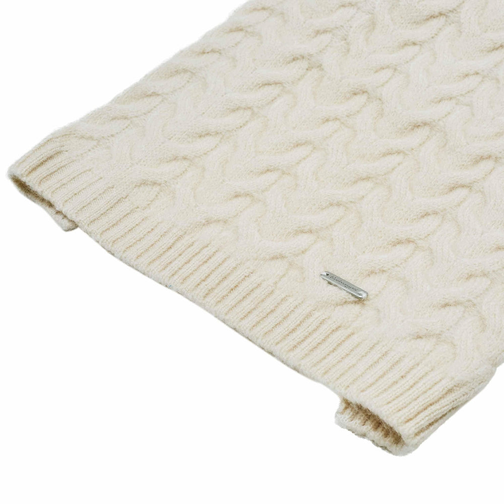 Blueberry Pet Classic Fuzzy Knit Sweater outdoor walk scene suggests versatile wear for cold days.