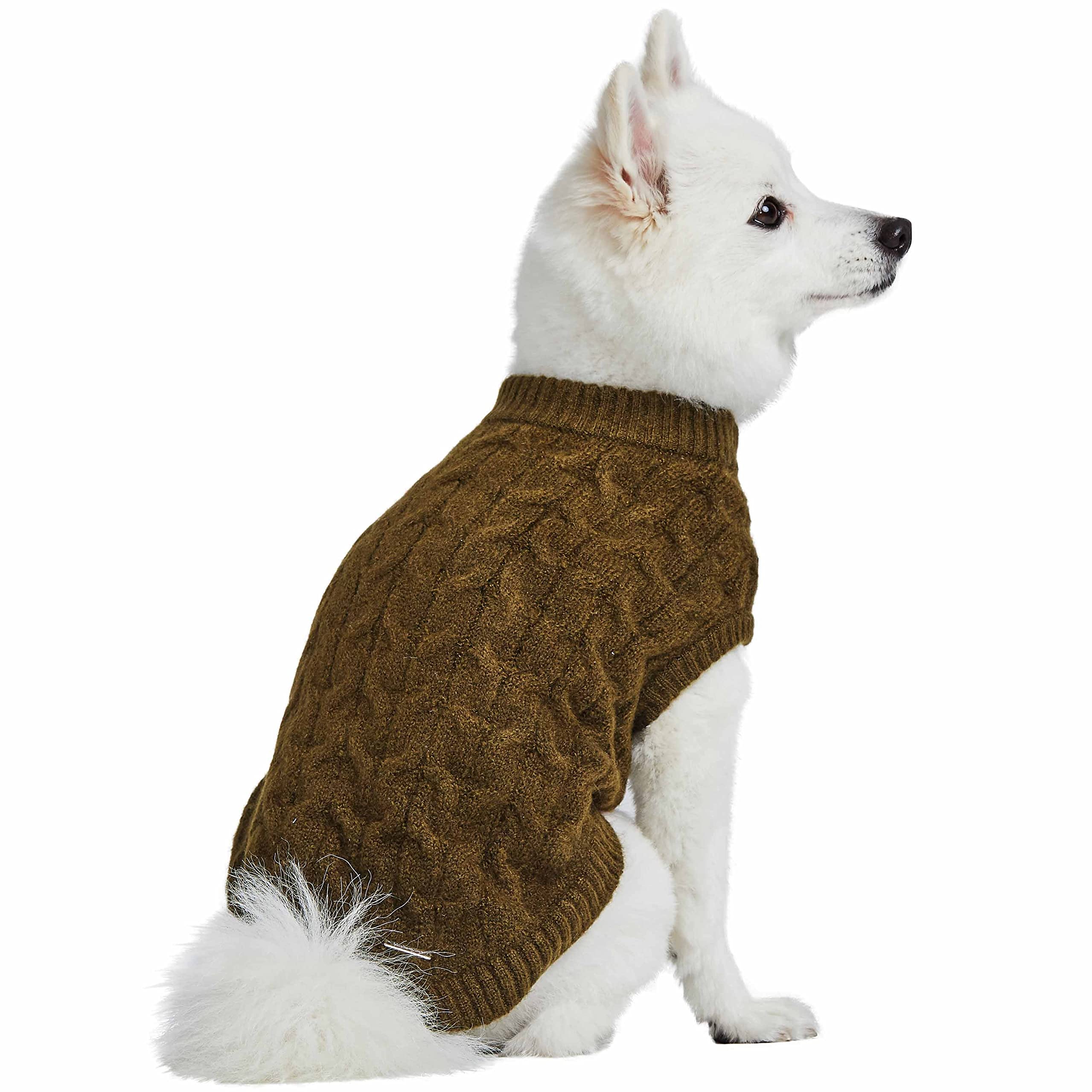 Blueberry Pet model wearing dark olive pullover demonstrates easy slip-on style.
