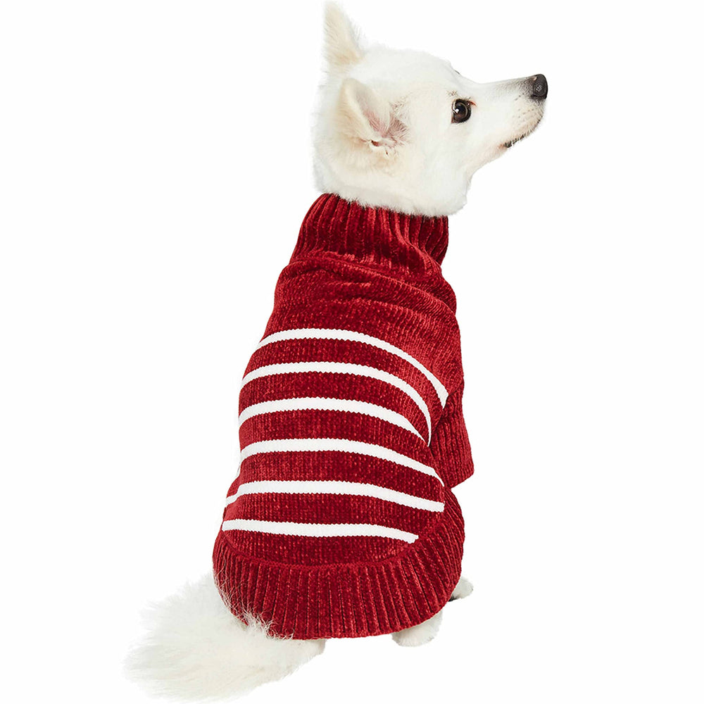 Blueberry Pet burgundy neck-17-inch—classic turtleneck detail for warmth.