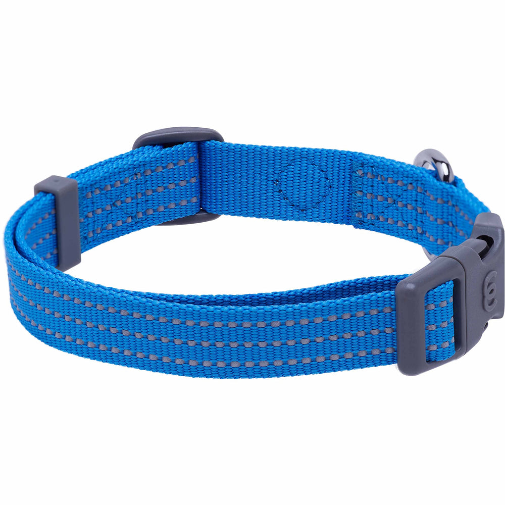 Blueberry Pet Essential Medium Safety Reflective Collar night-visibility in FrenchBlue for safer evening walks.