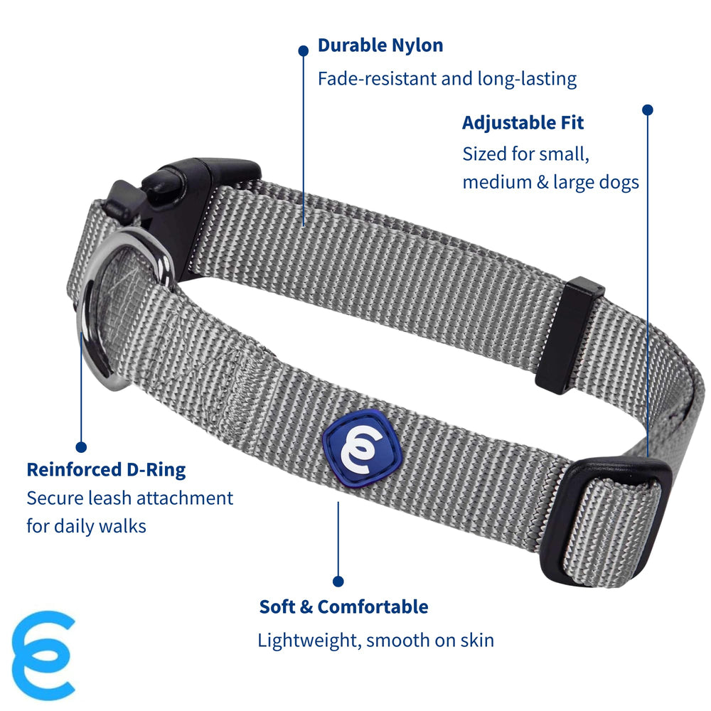 Blueberry Pet Essentials small dog collar Flint Gray adjustable buckle ensures secure, custom fit