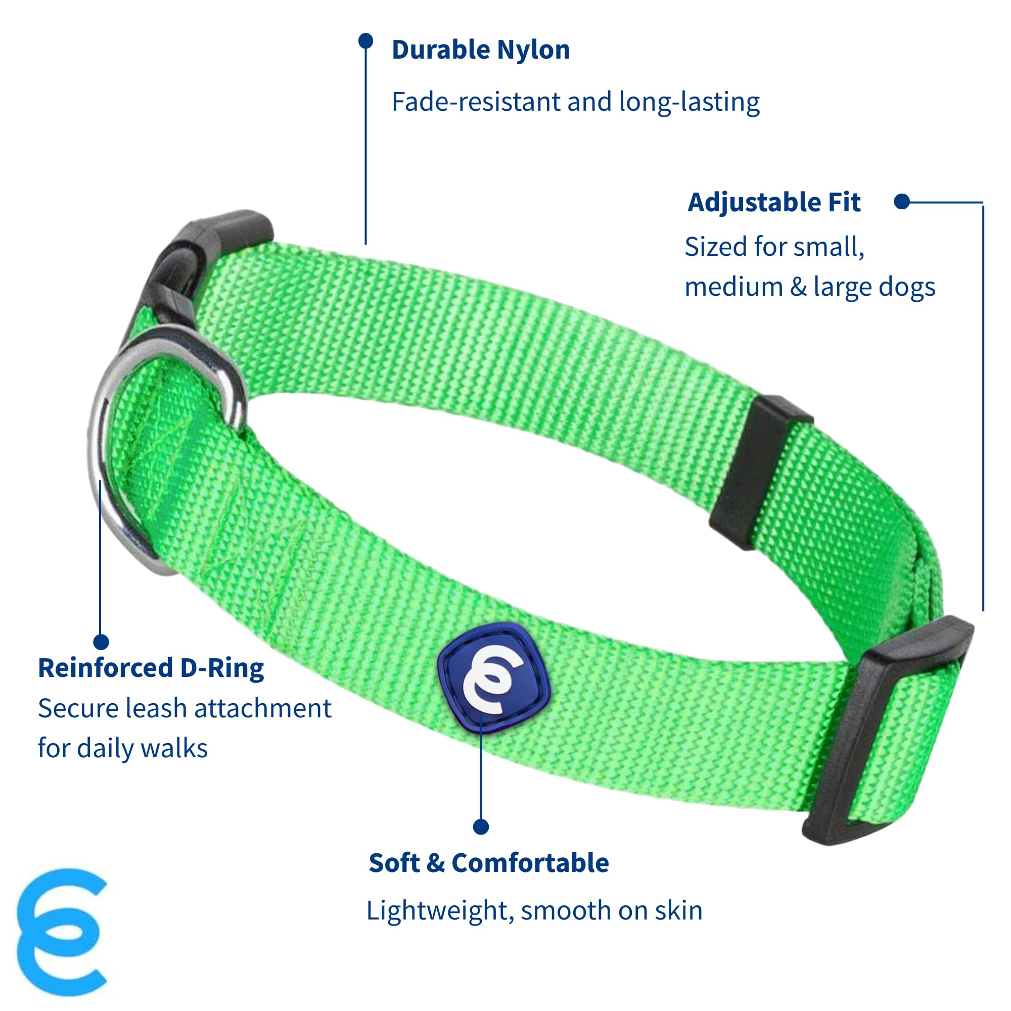 Blueberry Pet Essentials X-Small collar nylon webbing demonstrates durability for daily wear