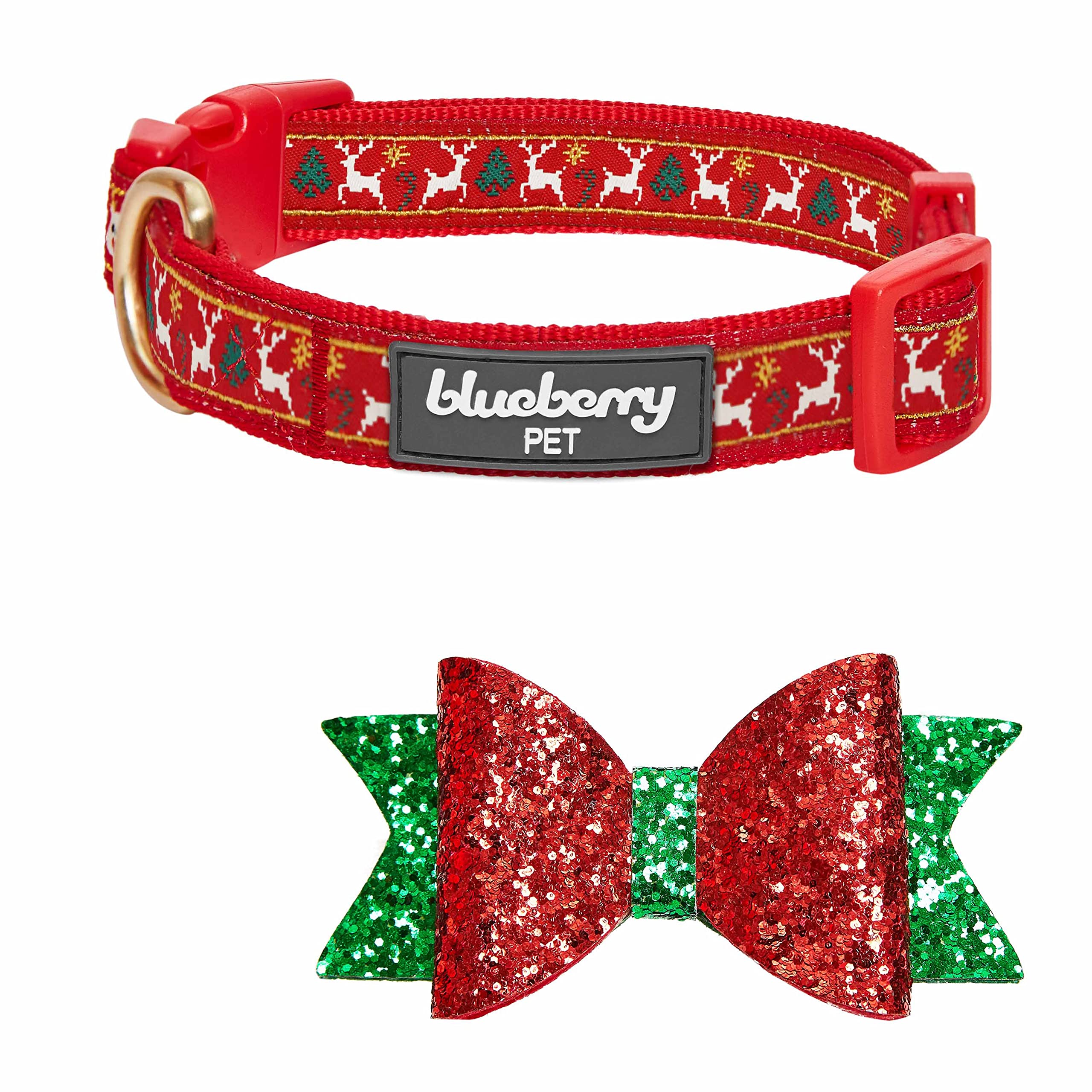 Blueberry Pet Festive Reindeer Collar 5/8-inch width designed for small dogs