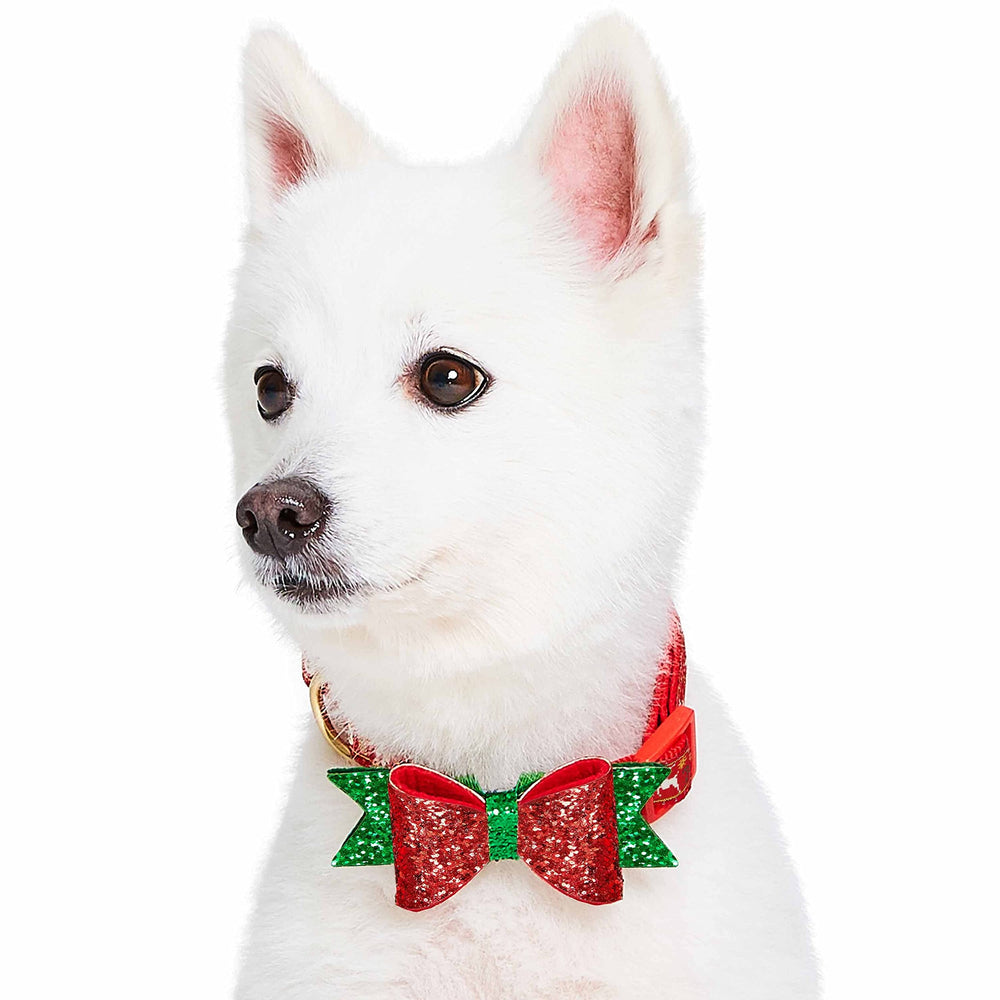 Blueberry Pet Festive Reindeer Collar with glitter fabric for festive sparkle