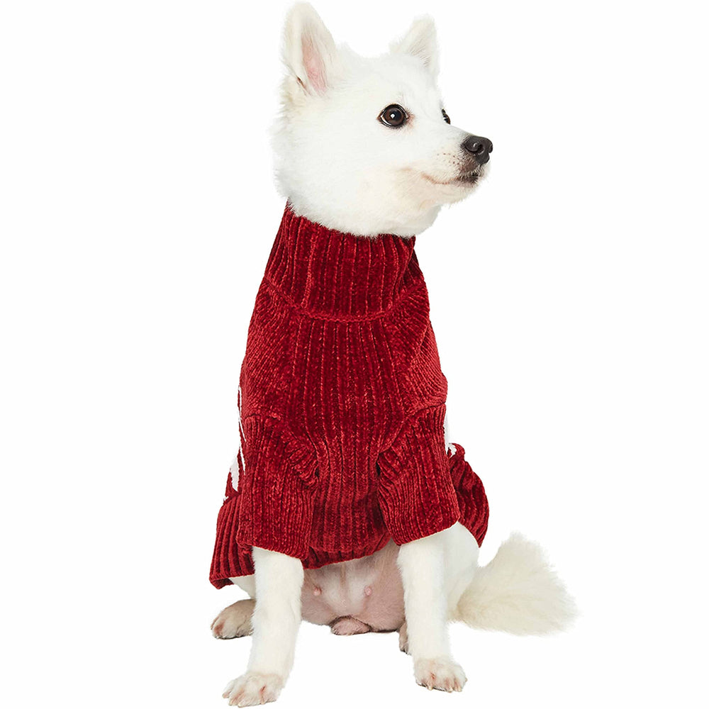 Blueberry Pet festive burgundy striped dog clothing for holidays—classic look.