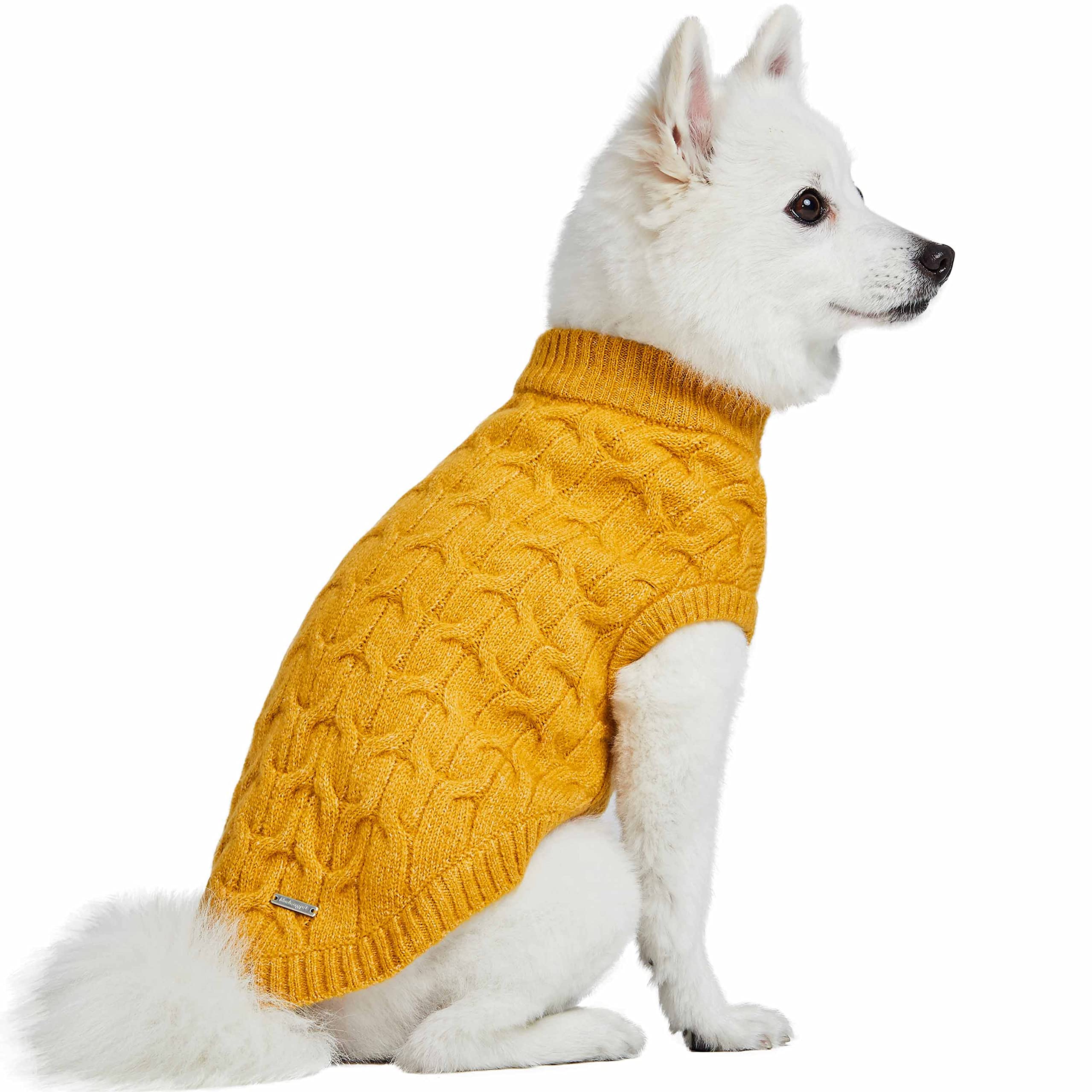 Blueberry Pet mustard-yellow sweater shown during car rides for extra warmth.