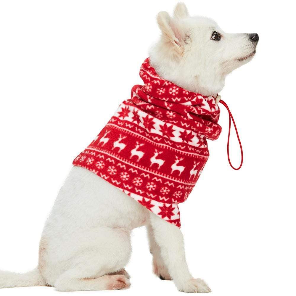 Blueberry Pet reindeer-pattern dog scarf keeps small dogs warm during winter adventures