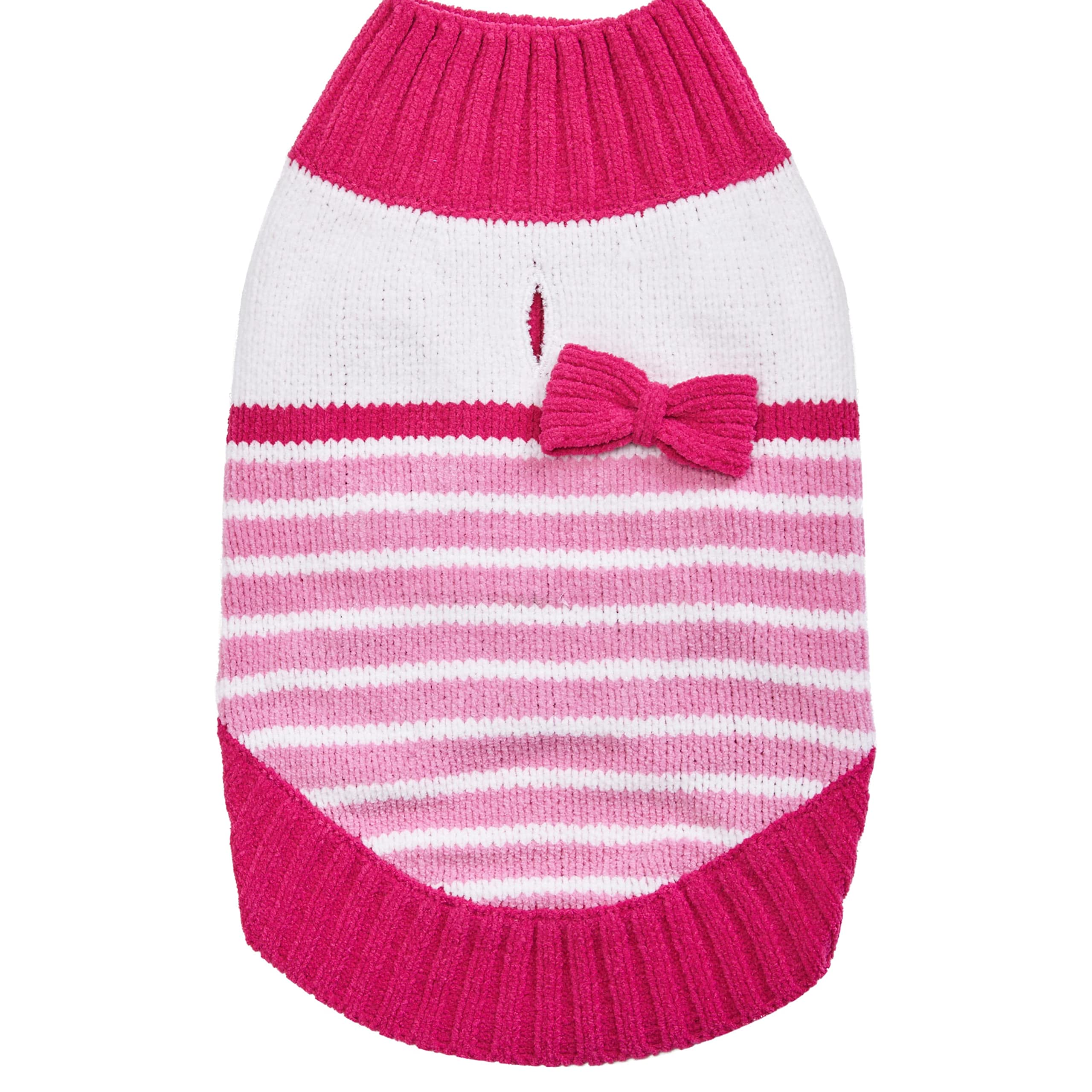 Blueberry Pet suéter chenille suave con rayas rosa princesas para espalda de 10"