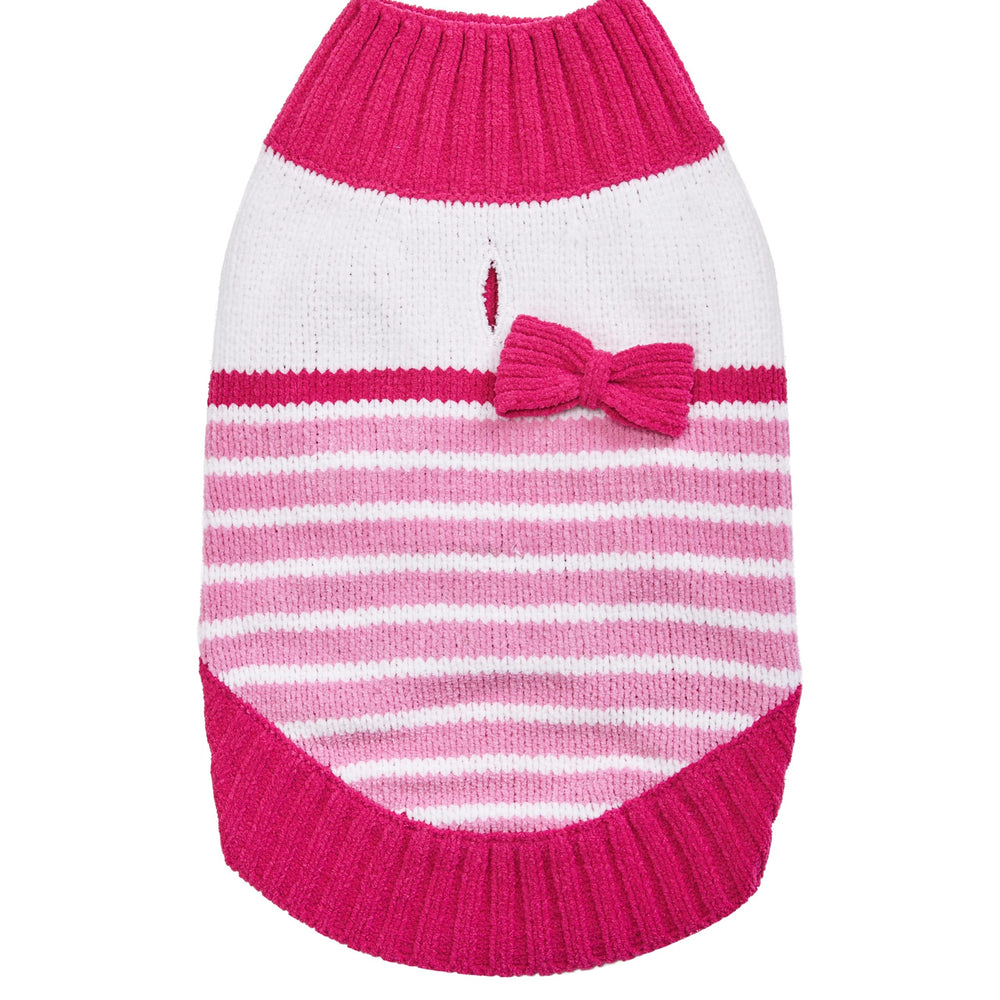 Blueberry Pet suéter chenille suave con rayas rosa princesas para espalda de 10"