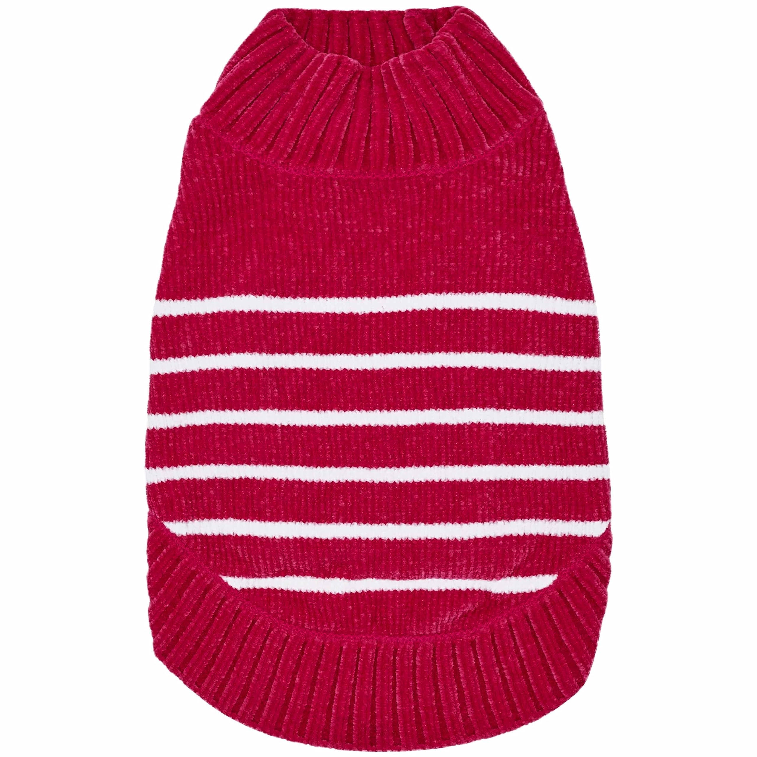 Blueberry Pet suéter chenille rosa rayas para paseos diarios cálidos