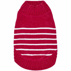 Blueberry Pet suéter chenille rosa rayas para paseos diarios cálidos