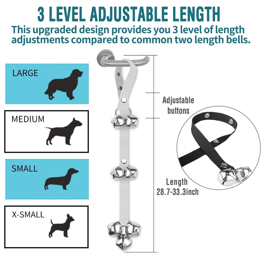 BLUETREE dog doorbells nylon belt closeup emphasizes rugged, long-lasting construction.