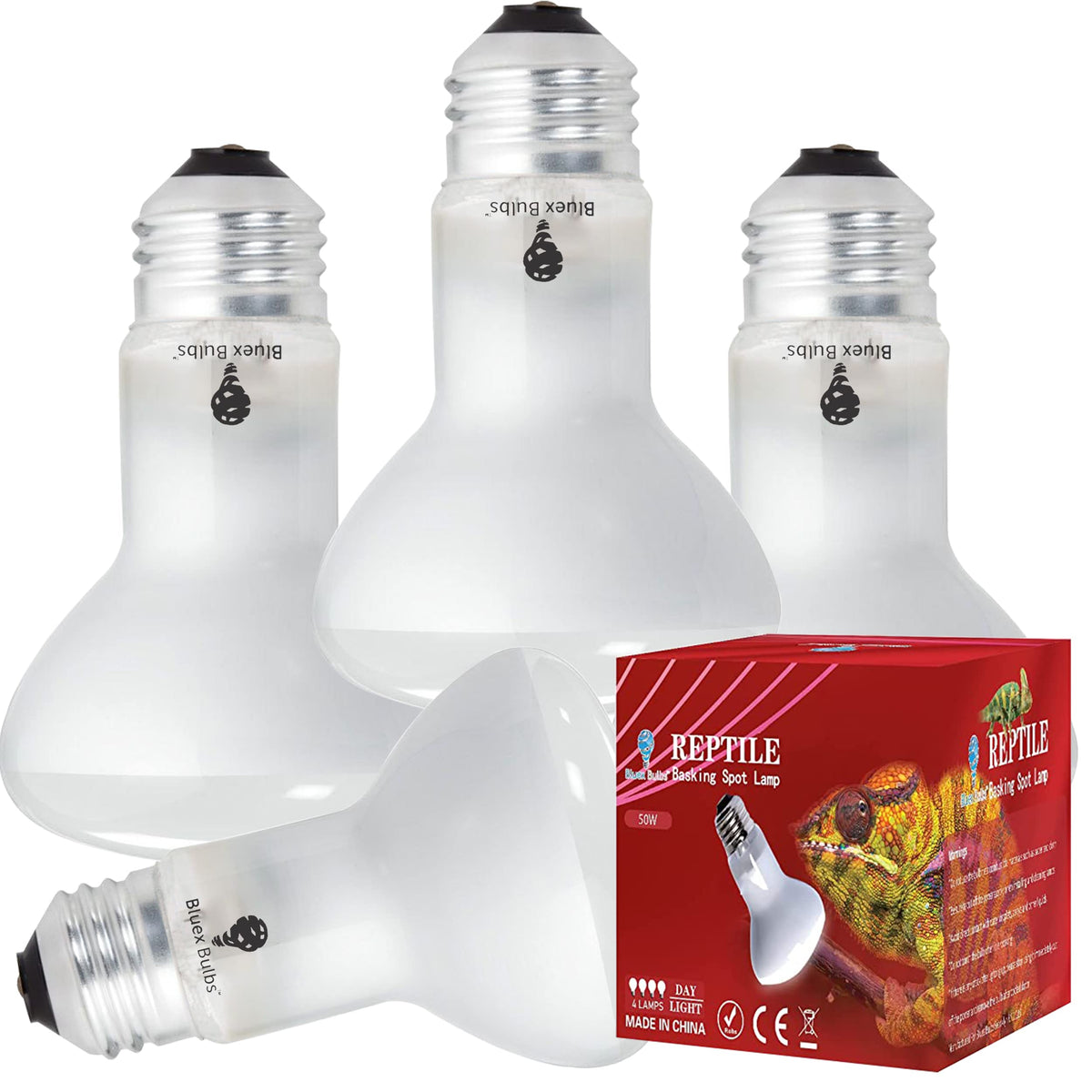 Bluex Bulbs 4-pack basking light for reptiles delivers sun-like warmth.