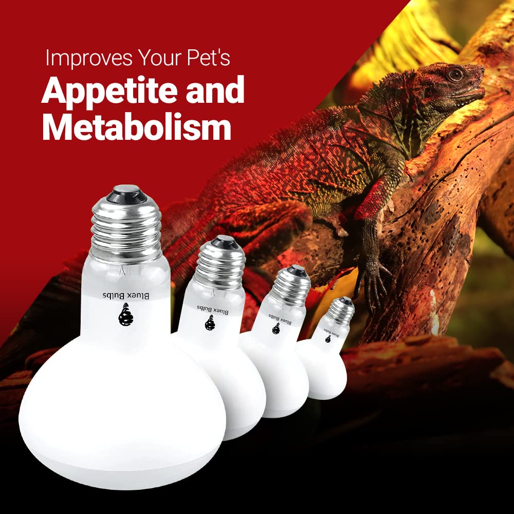 Bluex Bulbs Reptile Heat Lamp with E26 base offers easy installation and reliable warmth.