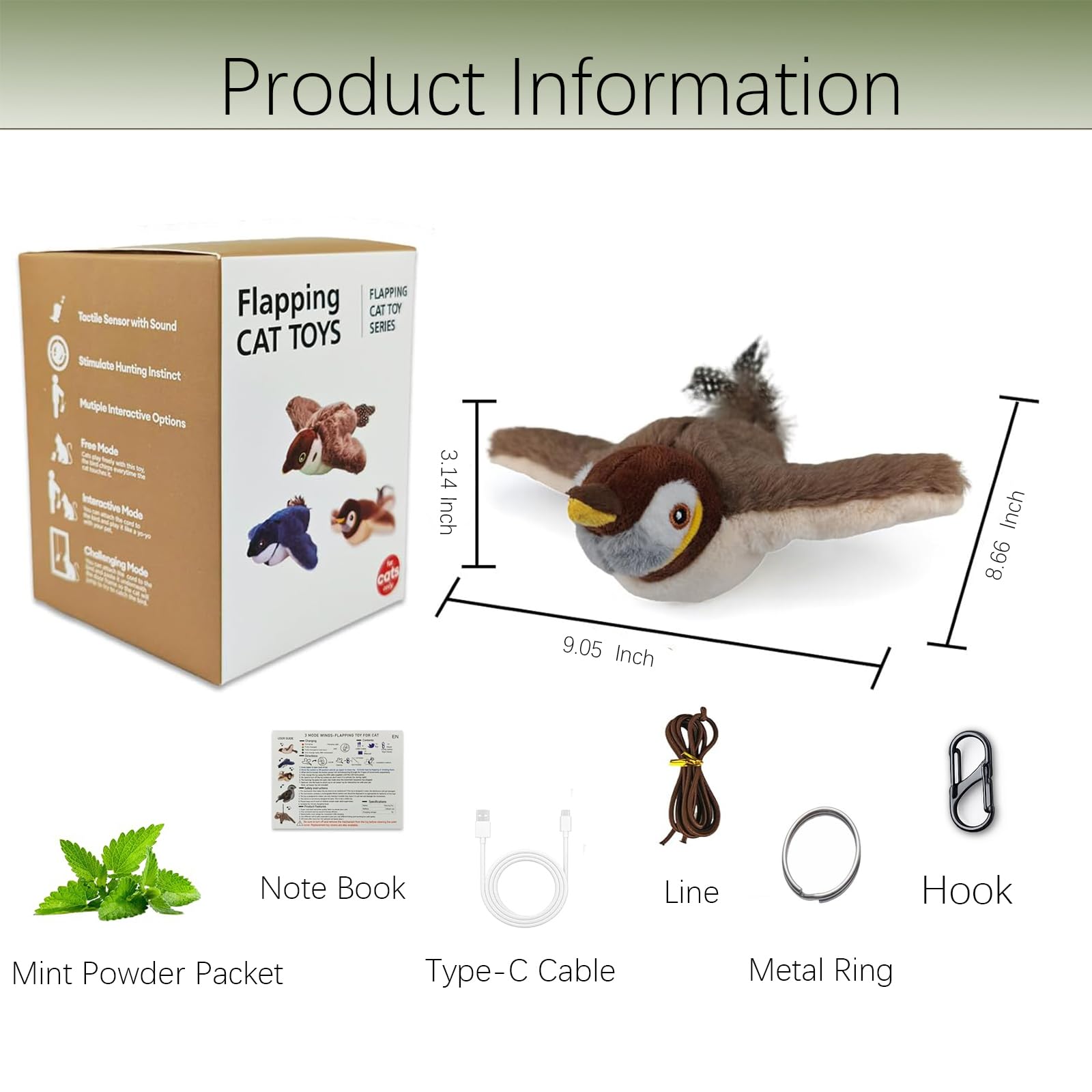 blueypet bird toy flapping wings closeup encourages chasing and real-time interaction.