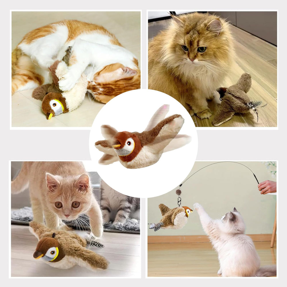 blueypet vibration-sensing bird toy in action matches instinctive stalking and pouncing.