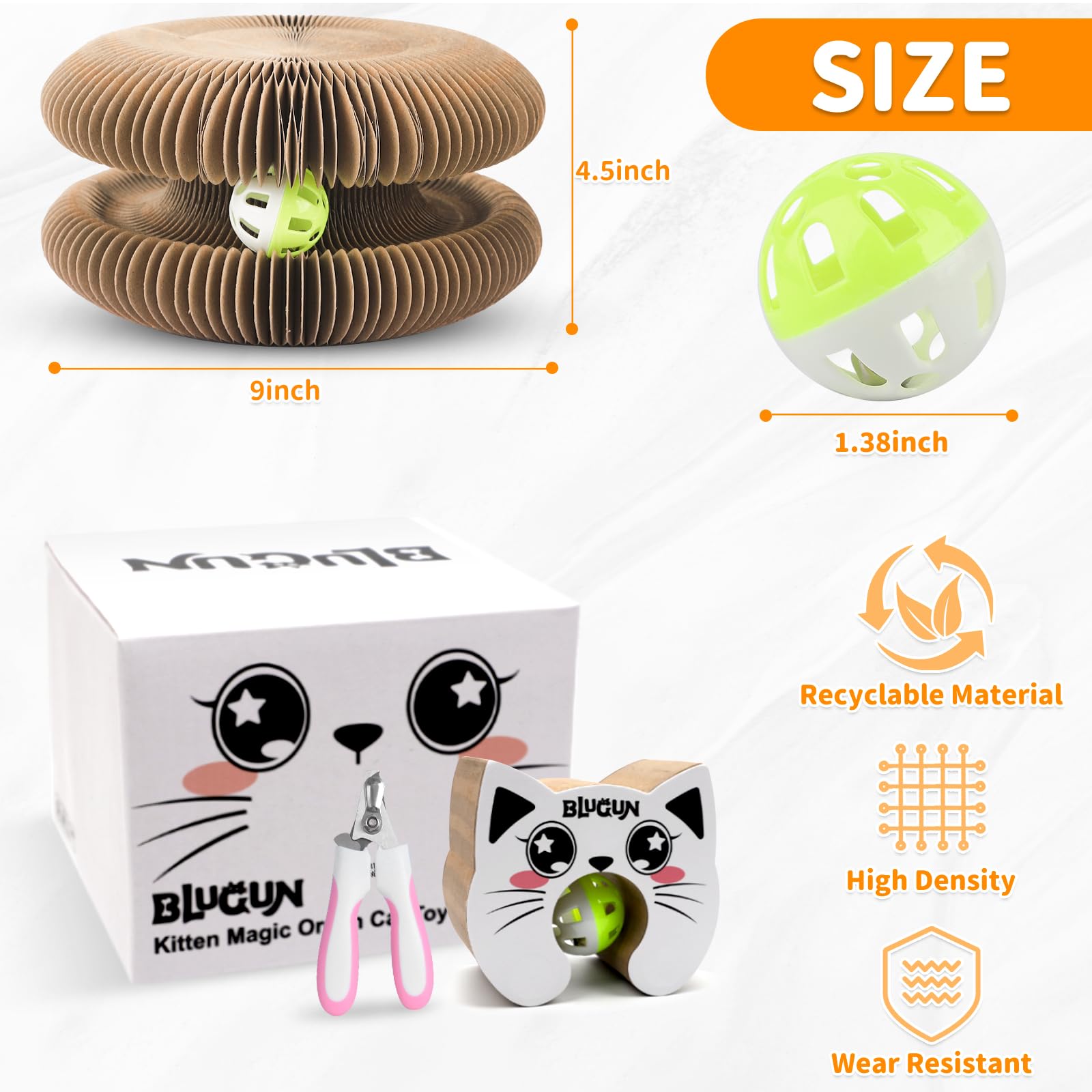 BluGun cat accordion toy multi-form play for versatile scratching