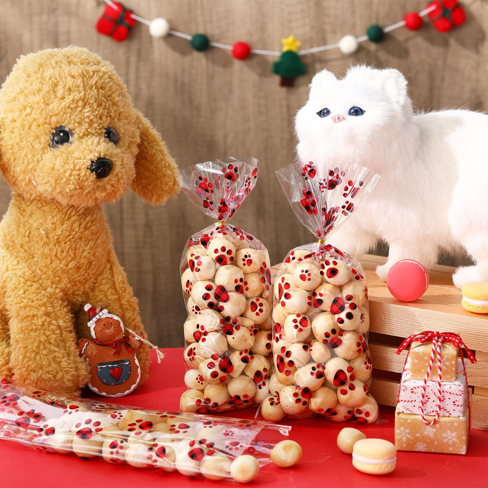 Blulu bags filled with candy ready for pet party favors.