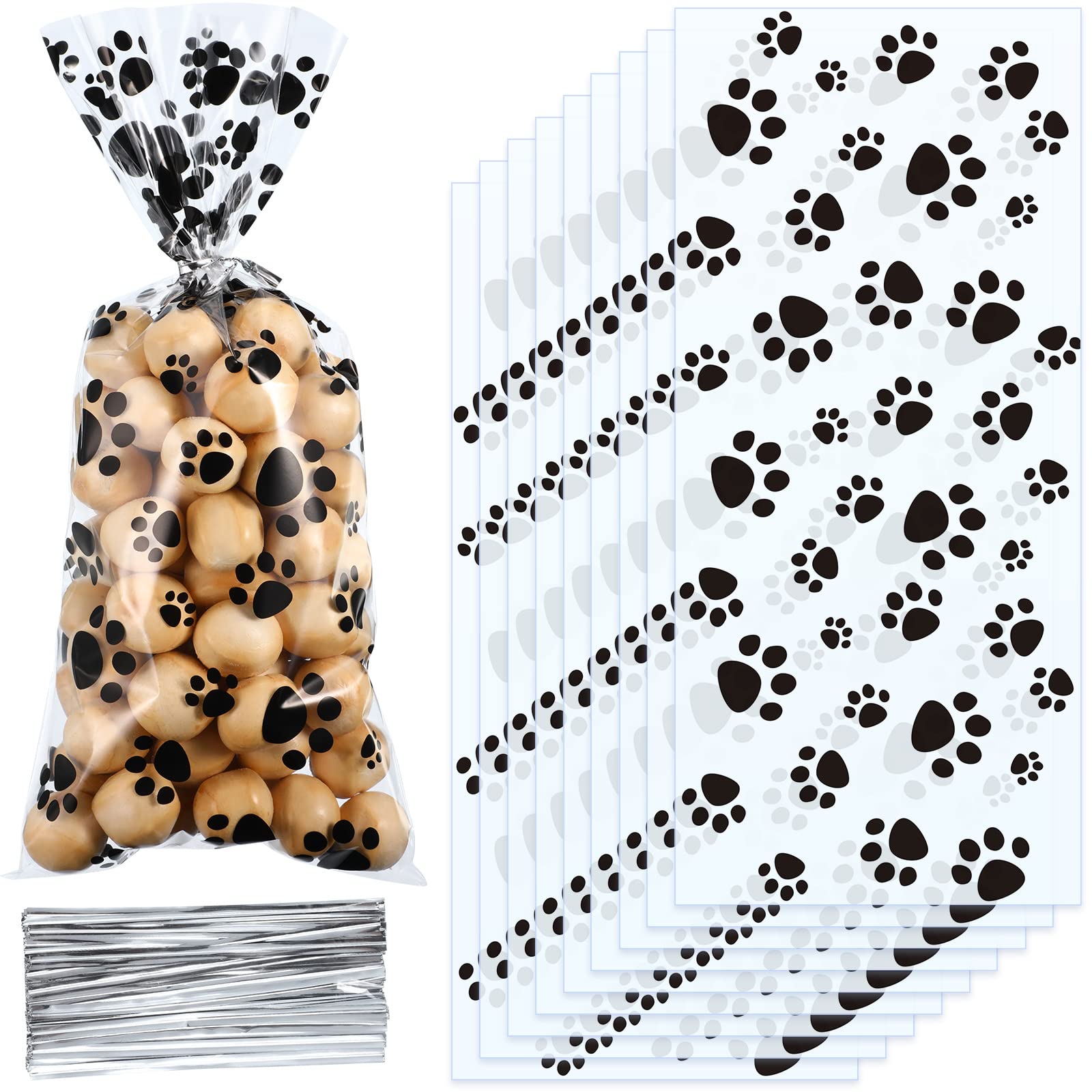 Blulu paw print bags packaging shows clear OPP material, easy to seal and display treats