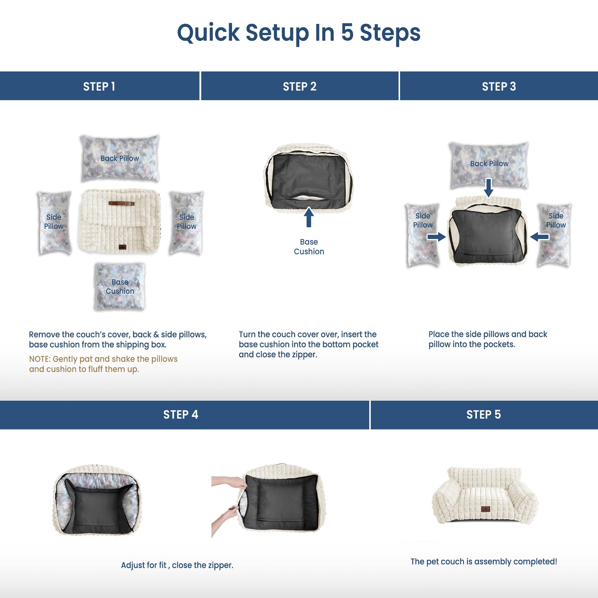 blunique Cat Bed off-white 24inch display shows clean, modern pet furniture for living spaces.