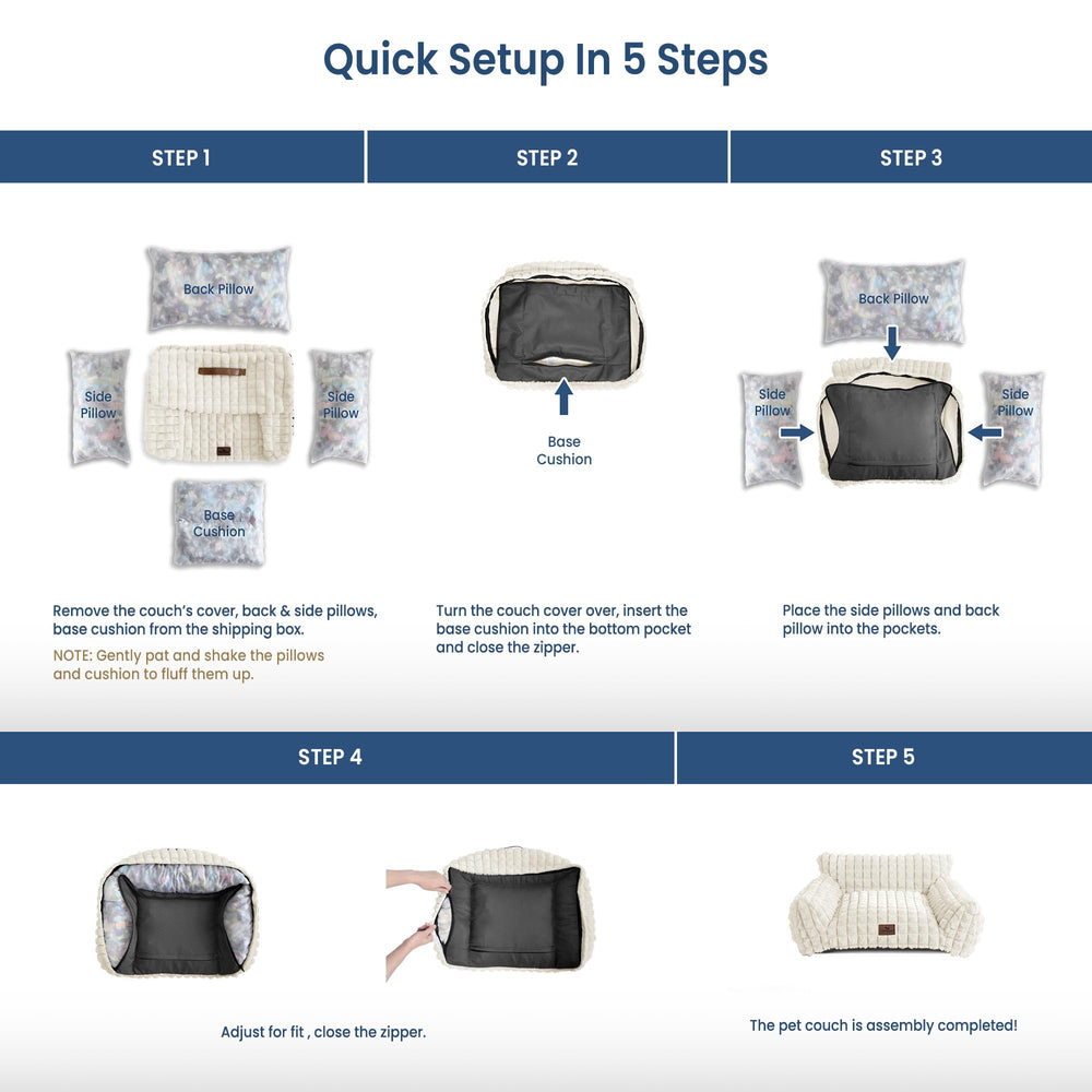 blunique Cat Bed off-white 24inch display shows clean, modern pet furniture for living spaces.