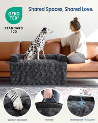 Blunique dog bed with non-slip base stays put on furniture.