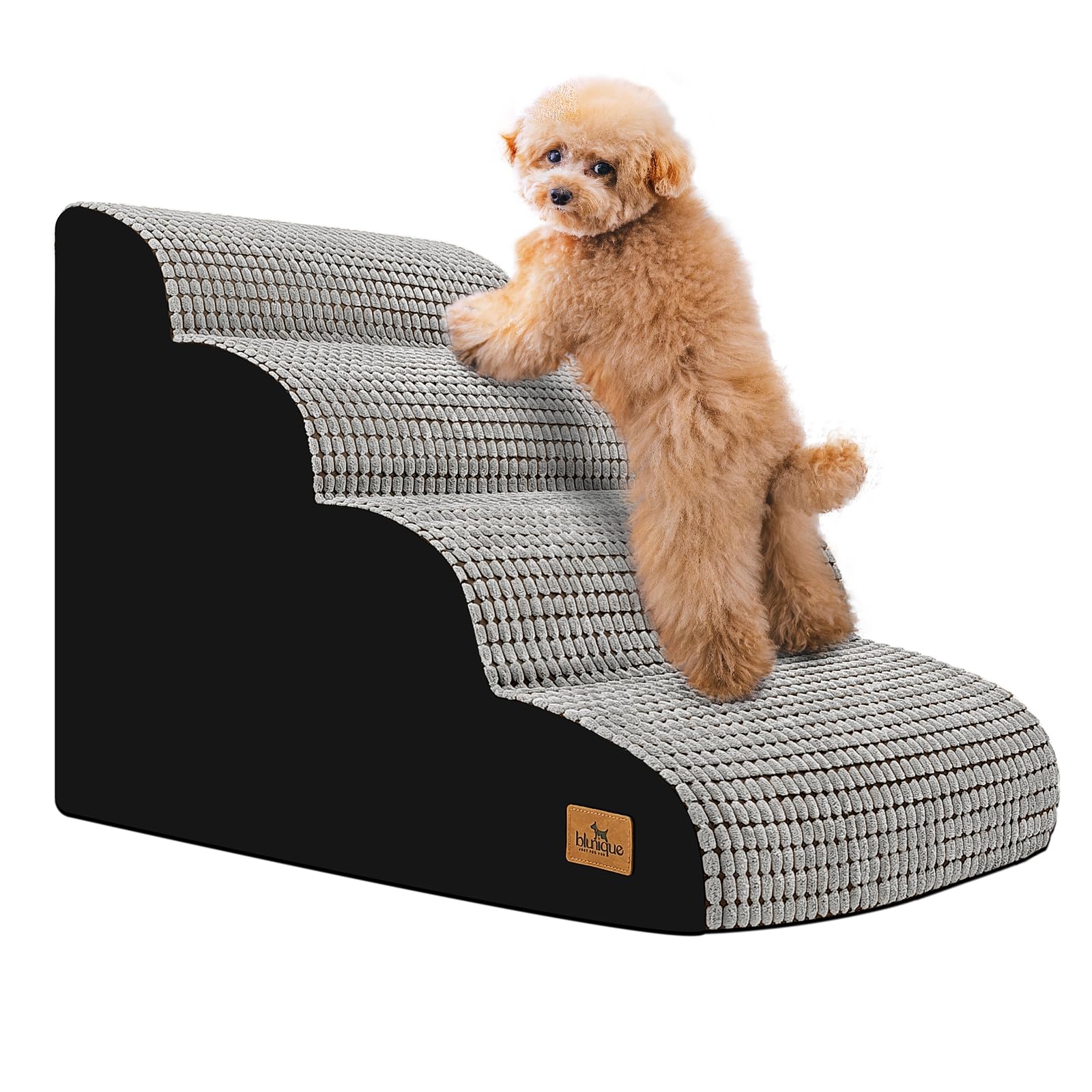 blunique dog stairs small dogs four-step curved design eases bed access