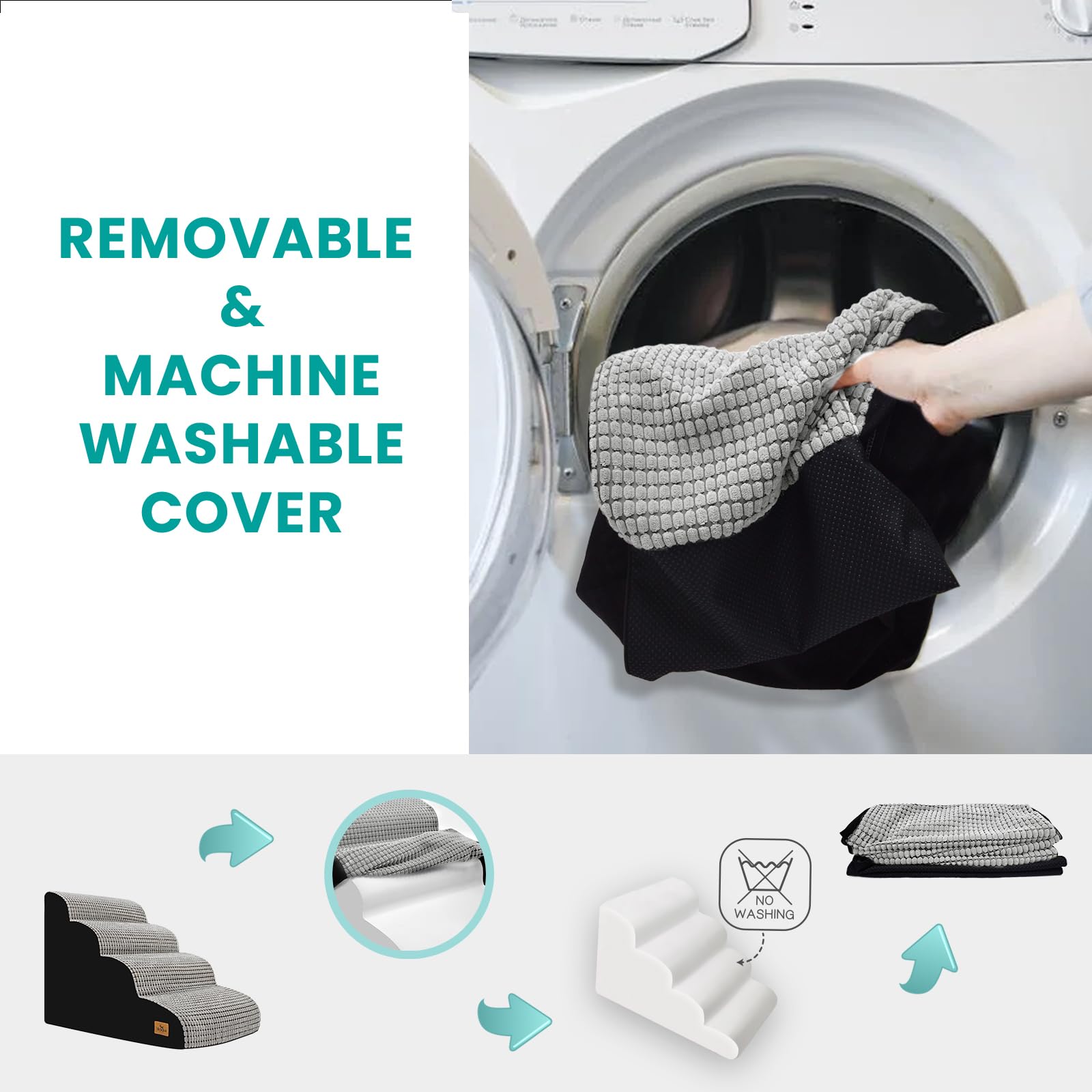 blunique dog stairs zippered cover detaches for machine-washable care