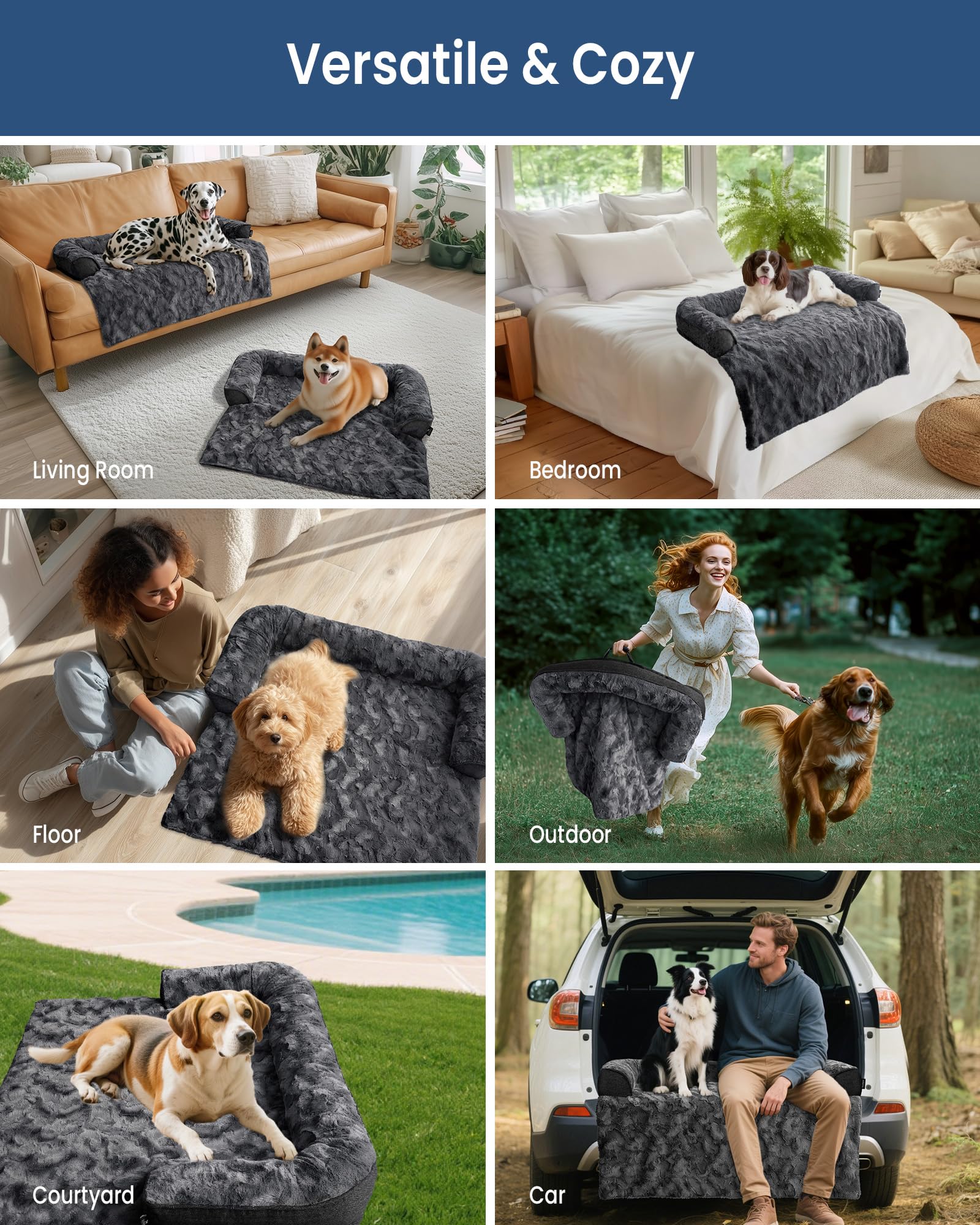 Blunique portable dog bed with built-in handle for easy travel.